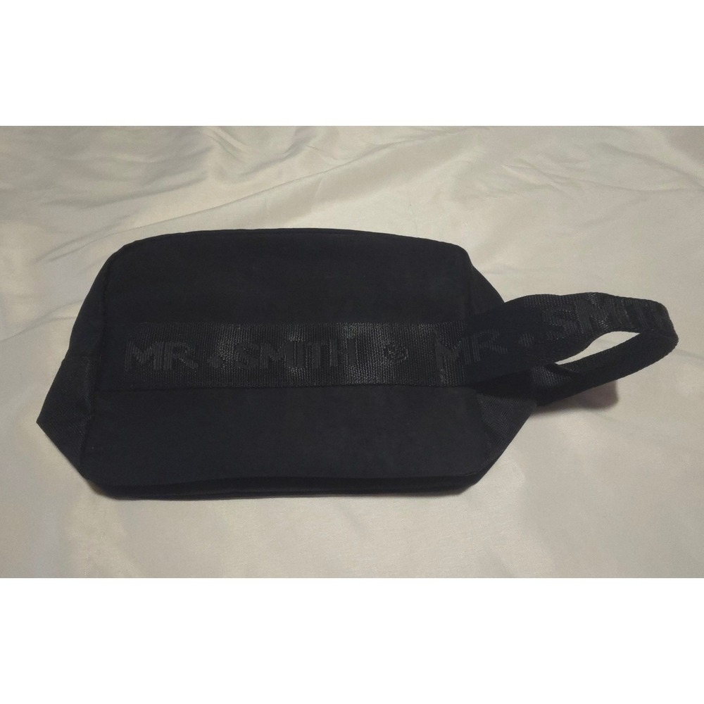 Mr. Smith Black Canvas Toiletry Bag Dopp Kit Travel Case with Logo Handle NWOT